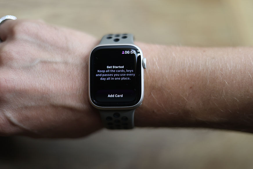 Apple Pay is seen on the Apple Watch 8.